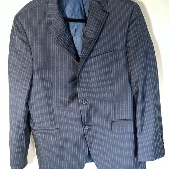 Hickey Freeman Sport Coat Suit Jacket Blue Pinstripe Blazer 40s Wool - Picture 1 of 10